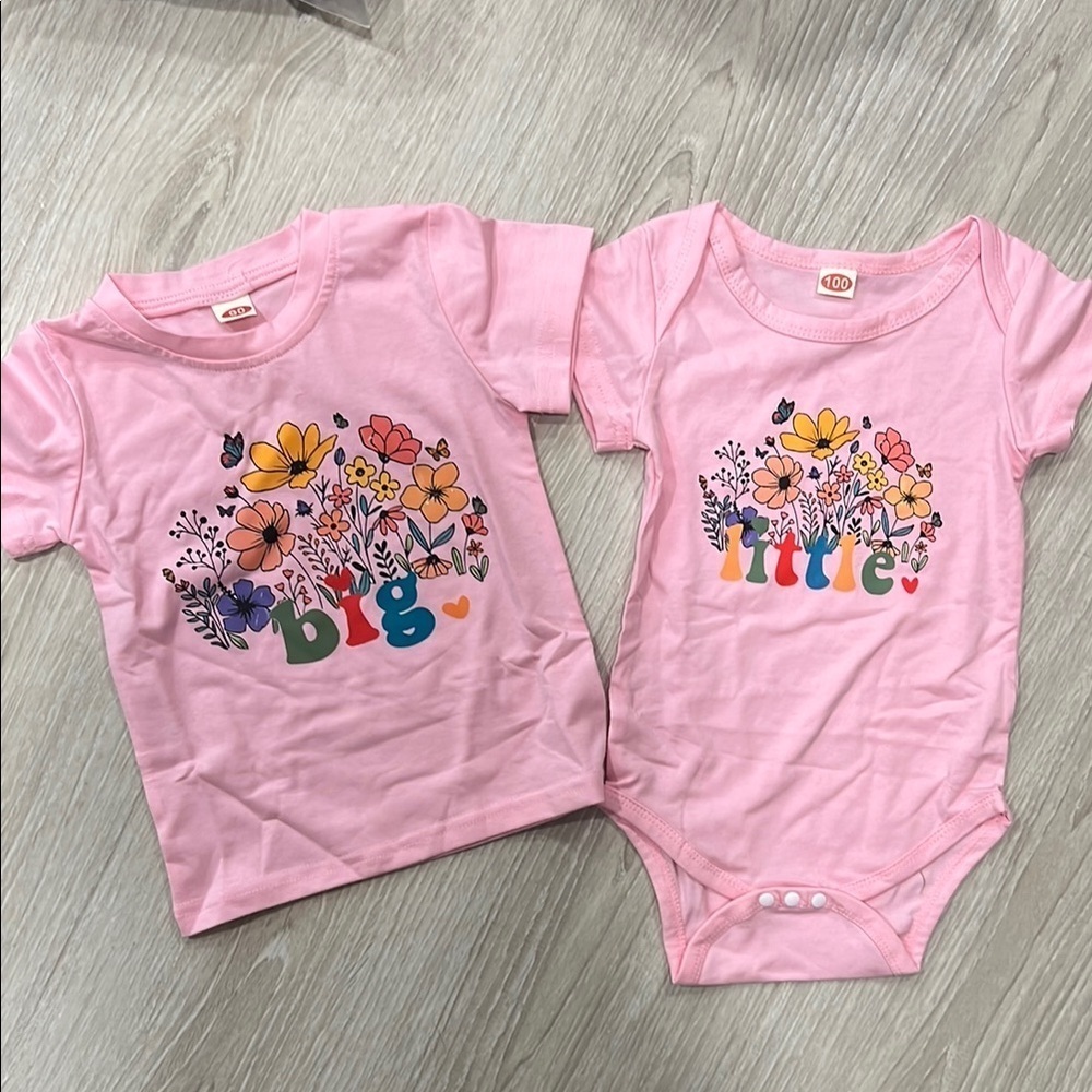 Pink Floral Sibling Set